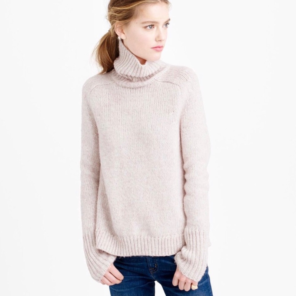 J. Crew Women’s Blush Pink Wool Turtleneck Chunky Knit Sweater Size XXS